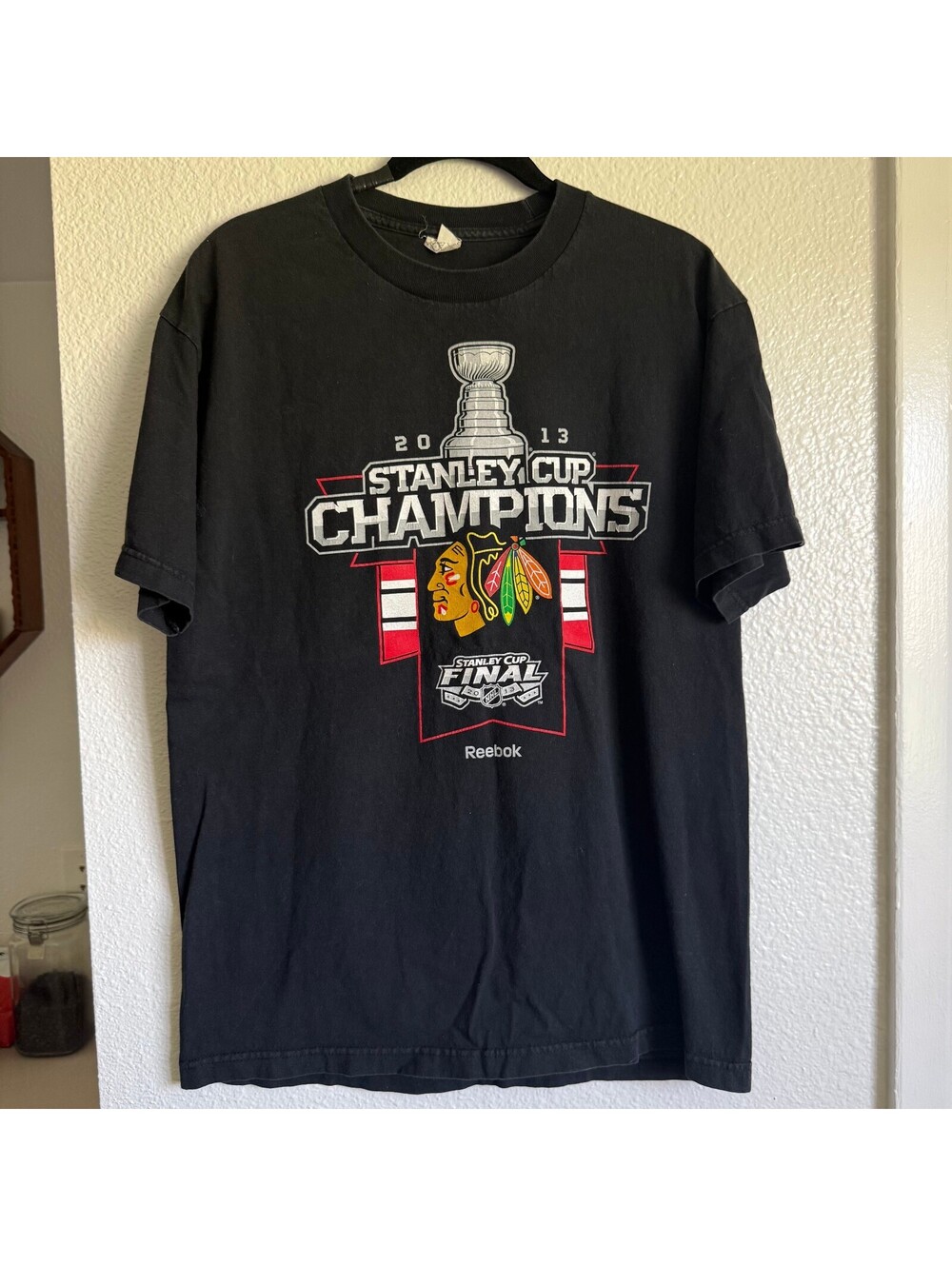 2013 Chicago Blackhawks Stanley Cup Champions Reebok Alstyle Tee L NHL